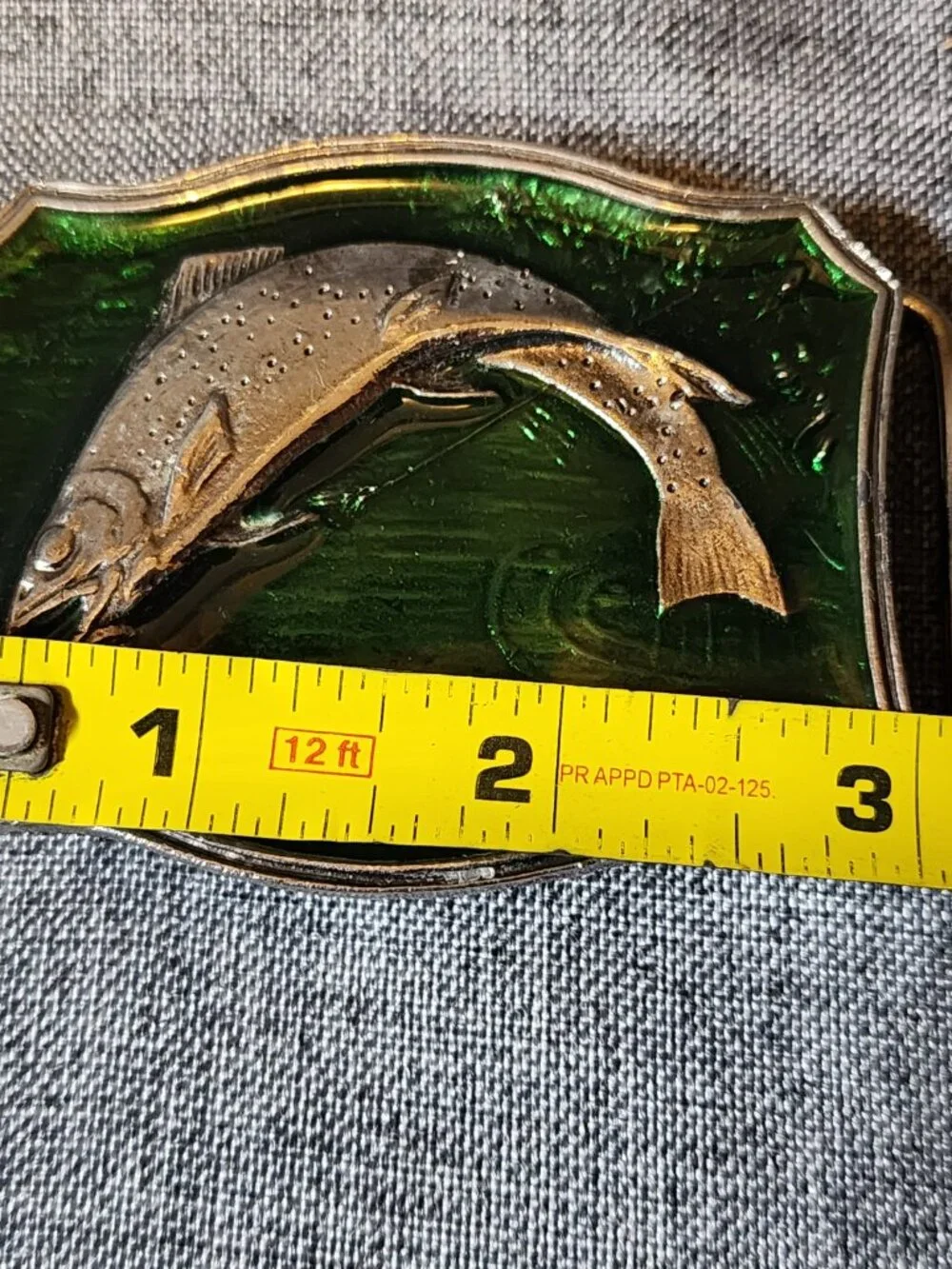 Raintree Metal Alloy W/ Green Enamel Trout Belt Buckle